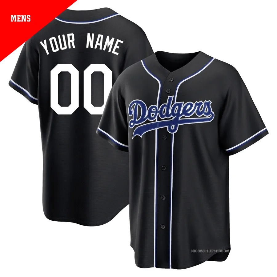 Los Angeles Dodgers ＃00 Custom Men's Black Replica Fashion Out Jersey