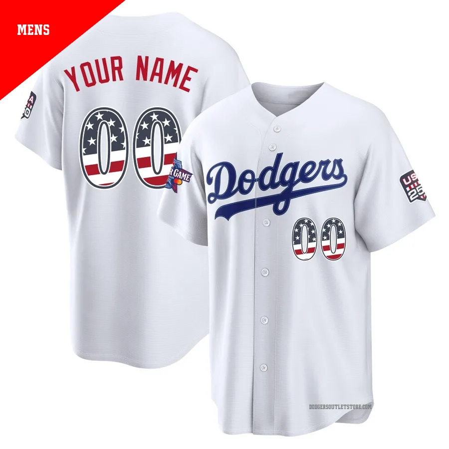 Los Angeles Dodgers ＃00 Custom Men's White Limited 2026 All-Star Edition Stars & Stripes Home Stadium Jersey