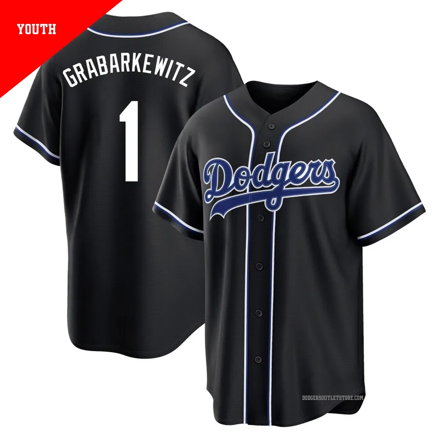 Los Angeles Dodgers ＃1 Billy Grabarkewitz Youth Black Replica Fashion Out Jersey