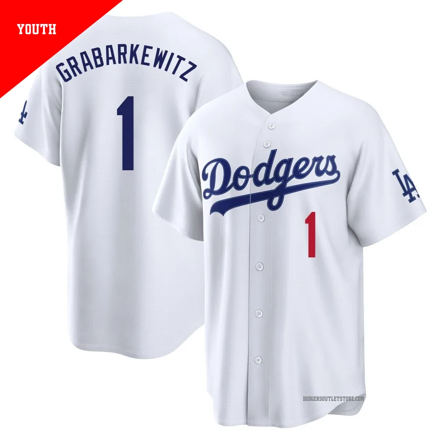 Los Angeles Dodgers ＃1 Billy Grabarkewitz Youth White Limited Home Stadium Jersey