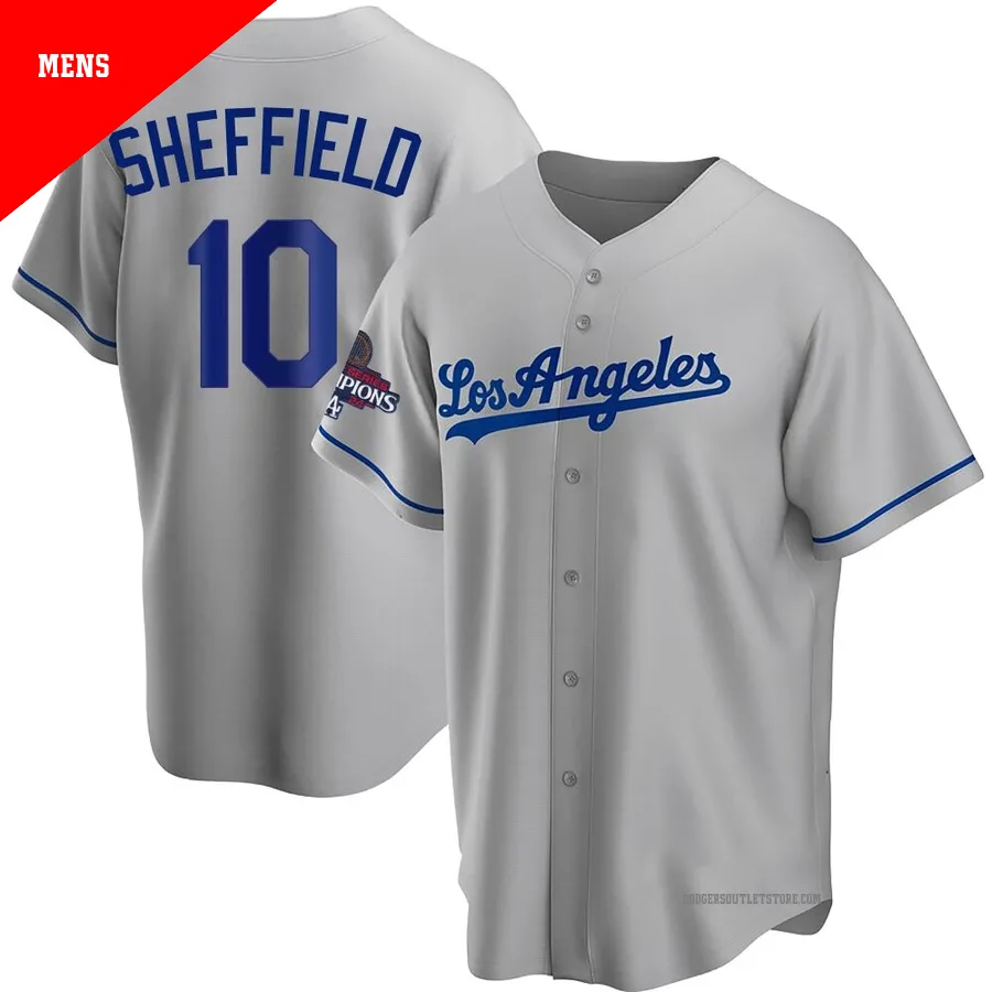 Los Angeles Dodgers ＃10 Gary Sheffield Men's Gray Replica Road 2024 World Series Champions Jersey