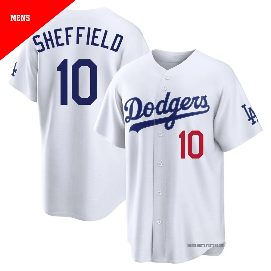 Los Angeles Dodgers ＃10 Gary Sheffield Men's White Limited Home Stadium Jersey