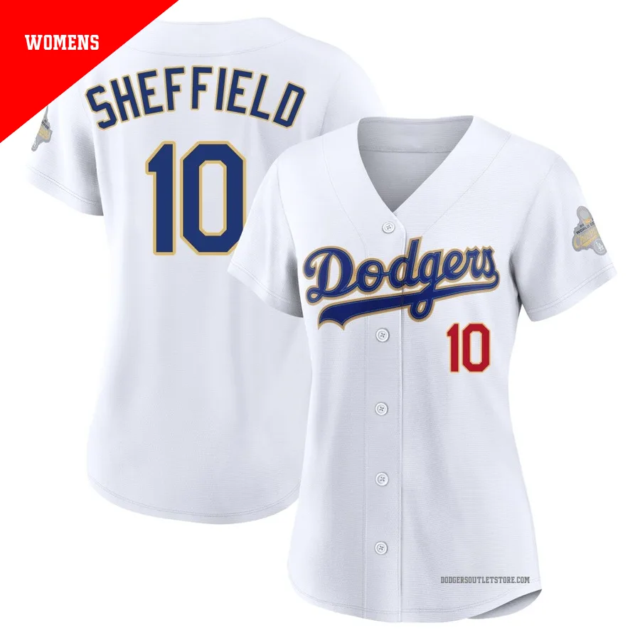 Los Angeles Dodgers ＃10 Gary Sheffield Women's Gold Limited White 2026 Collection Stadium Jersey