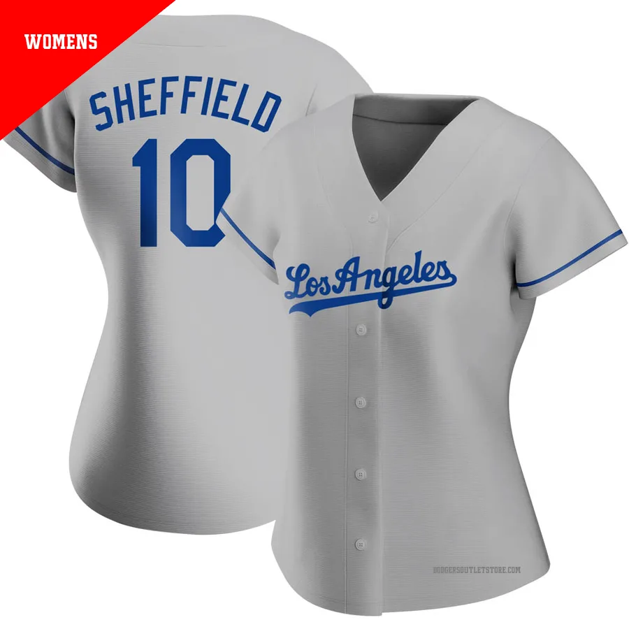 Los Angeles Dodgers ＃10 Gary Sheffield Women's Gray Replica Road Jersey