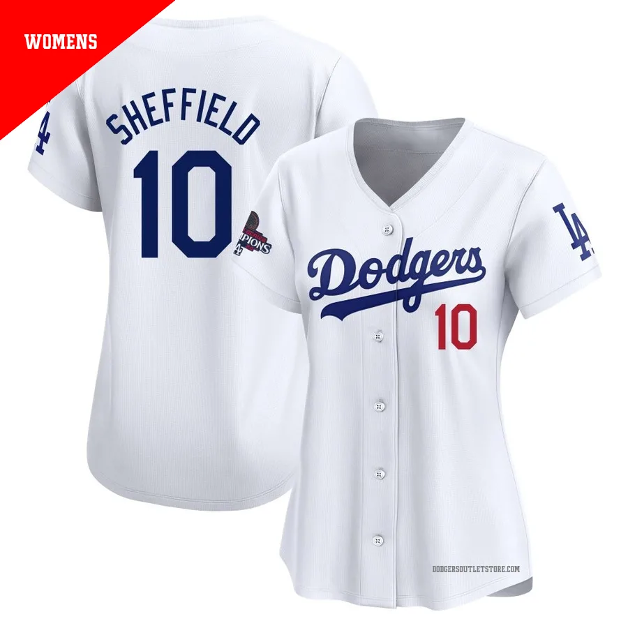 Los Angeles Dodgers ＃10 Gary Sheffield Women's White Limited Home 2024 World Series Champions Jersey