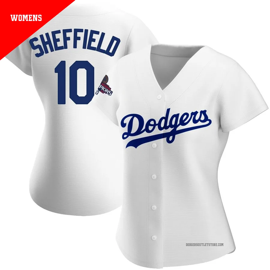 Los Angeles Dodgers ＃10 Gary Sheffield Women's White Replica Home 2024 World Series Champions Jersey