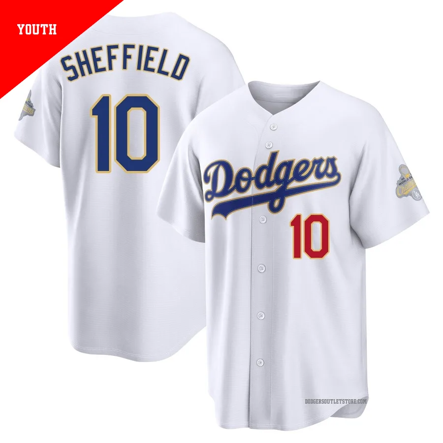 Los Angeles Dodgers ＃10 Gary Sheffield Youth Gold Limited White 2026 Collection Stadium Jersey