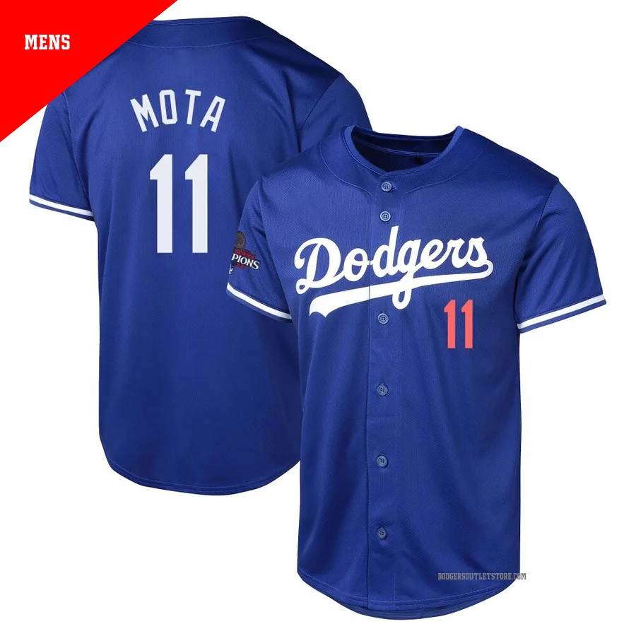 Los Angeles Dodgers ＃11 Manny Mota Men's Royal Limited Alternate World Series Champions Jersey