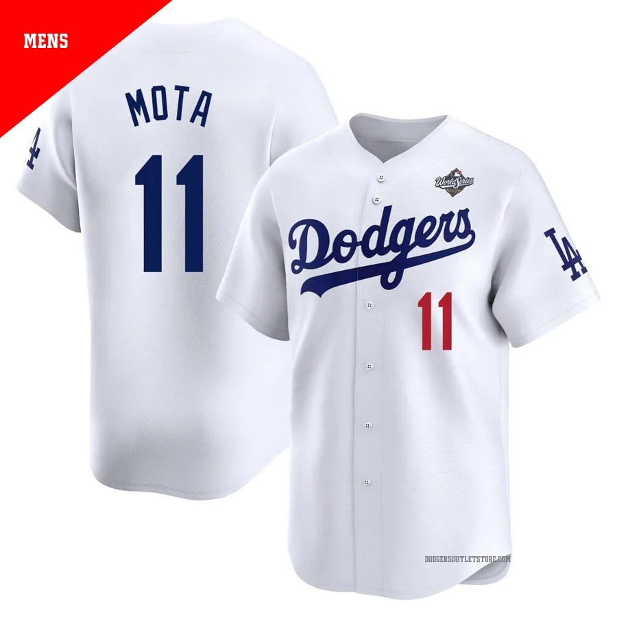 Los Angeles Dodgers ＃11 Manny Mota Men's White Limited Home 2025 World Series Jersey