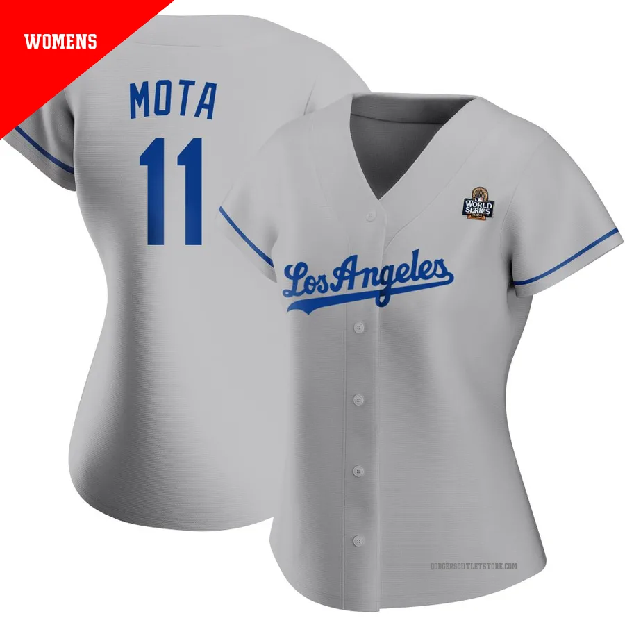 Los Angeles Dodgers ＃11 Manny Mota Women's Gray Authentic Road 2024 World Series Jersey