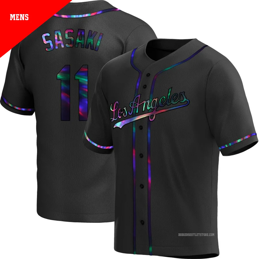 Los Angeles Dodgers ＃11 Roki Sasaki Men's Black Replica Holographic Alternate Jersey