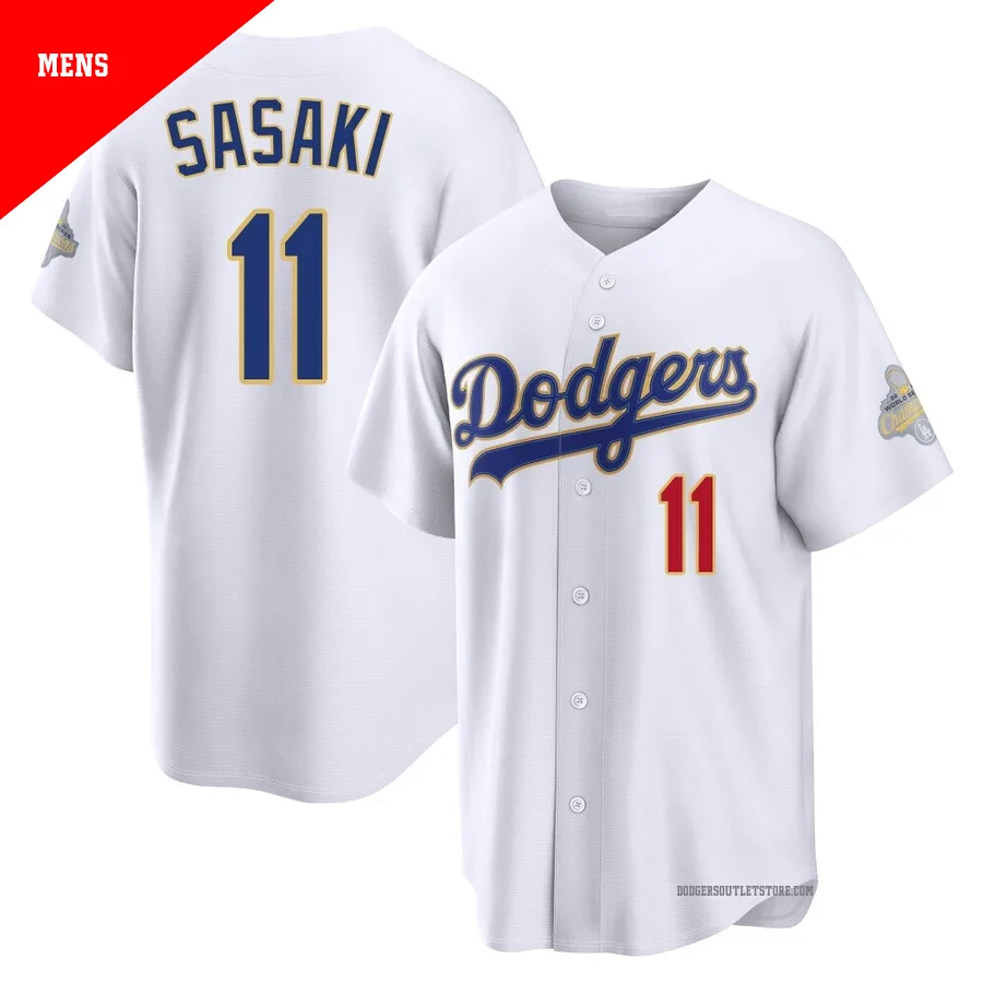 Los Angeles Dodgers ＃11 Roki Sasaki Men's Gold Limited White 2026 Collection Stadium Jersey