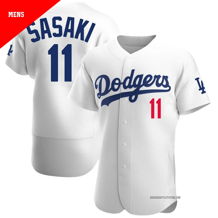Los Angeles Dodgers ＃11 Roki Sasaki Men's White Authentic Home Jersey