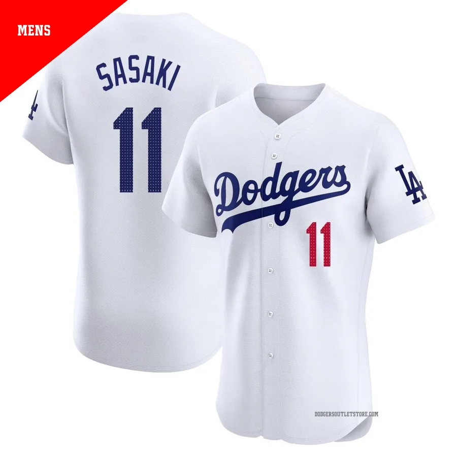 Los Angeles Dodgers ＃11 Roki Sasaki Men's White Elite Home Jersey