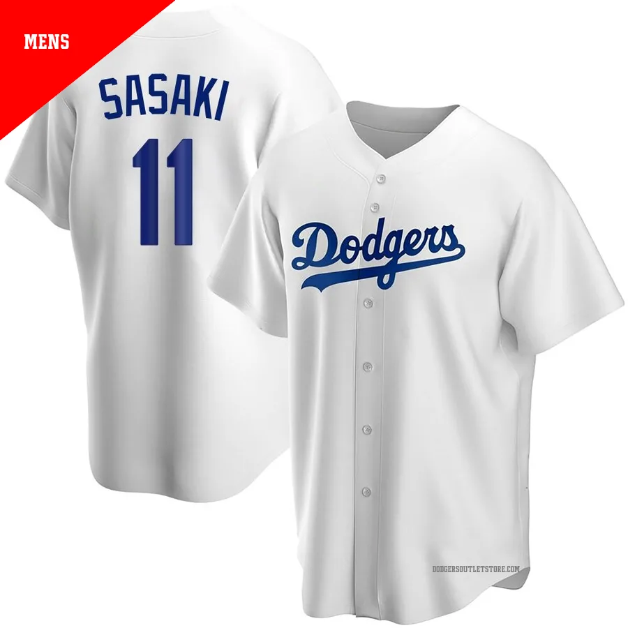 Los Angeles Dodgers ＃11 Roki Sasaki Men's White Replica Home Jersey