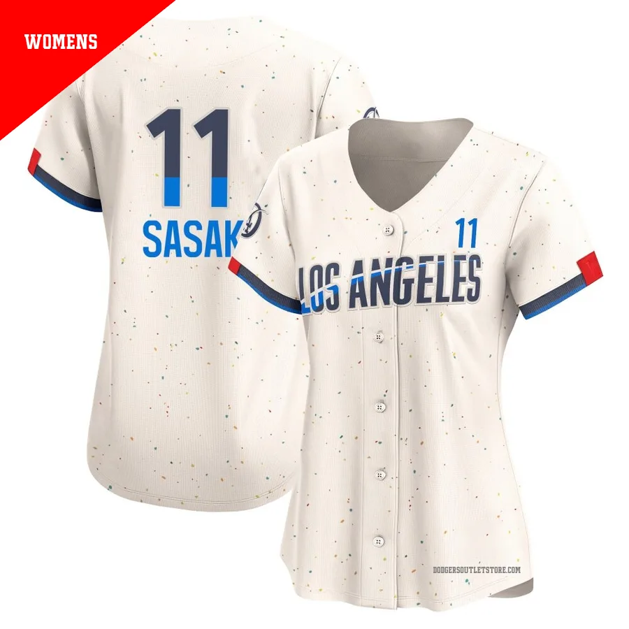 Los Angeles Dodgers ＃11 Roki Sasaki Women's Cream Limited 2024 City Connect Jersey