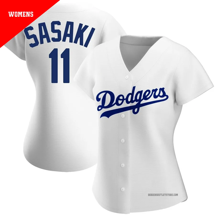 Los Angeles Dodgers ＃11 Roki Sasaki Women's White Authentic Home Jersey