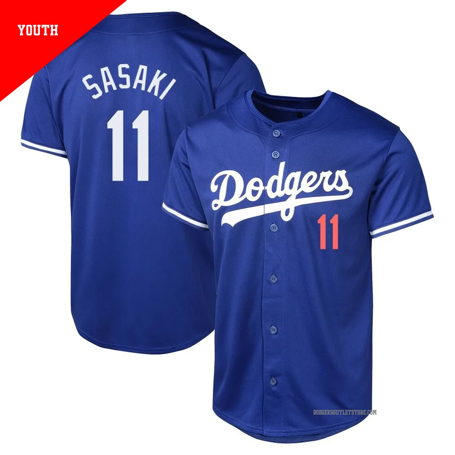 Los Angeles Dodgers ＃11 Roki Sasaki Youth Royal Limited Alternate Jersey