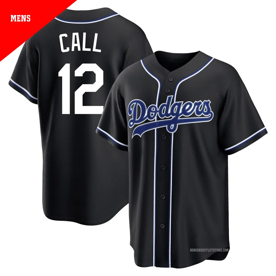 Los Angeles Dodgers ＃12 Alex Call Men's Black Replica Fashion Out Jersey