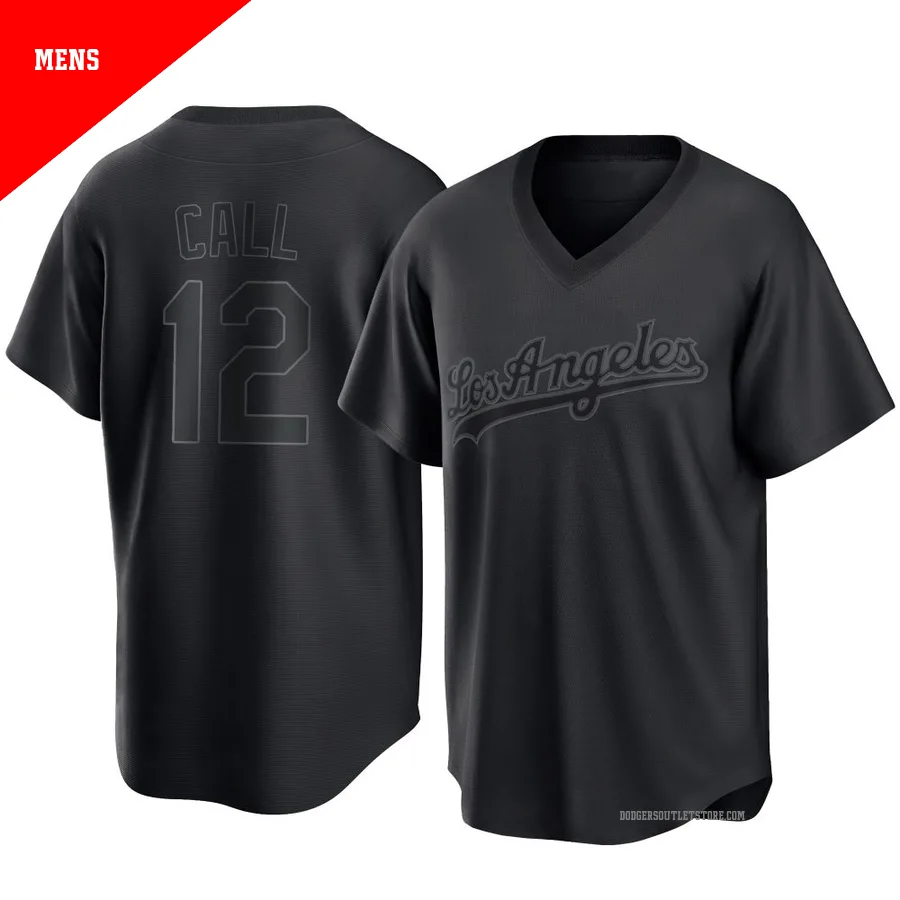 Los Angeles Dodgers ＃12 Alex Call Men's Black Replica Pitch Fashion Jersey