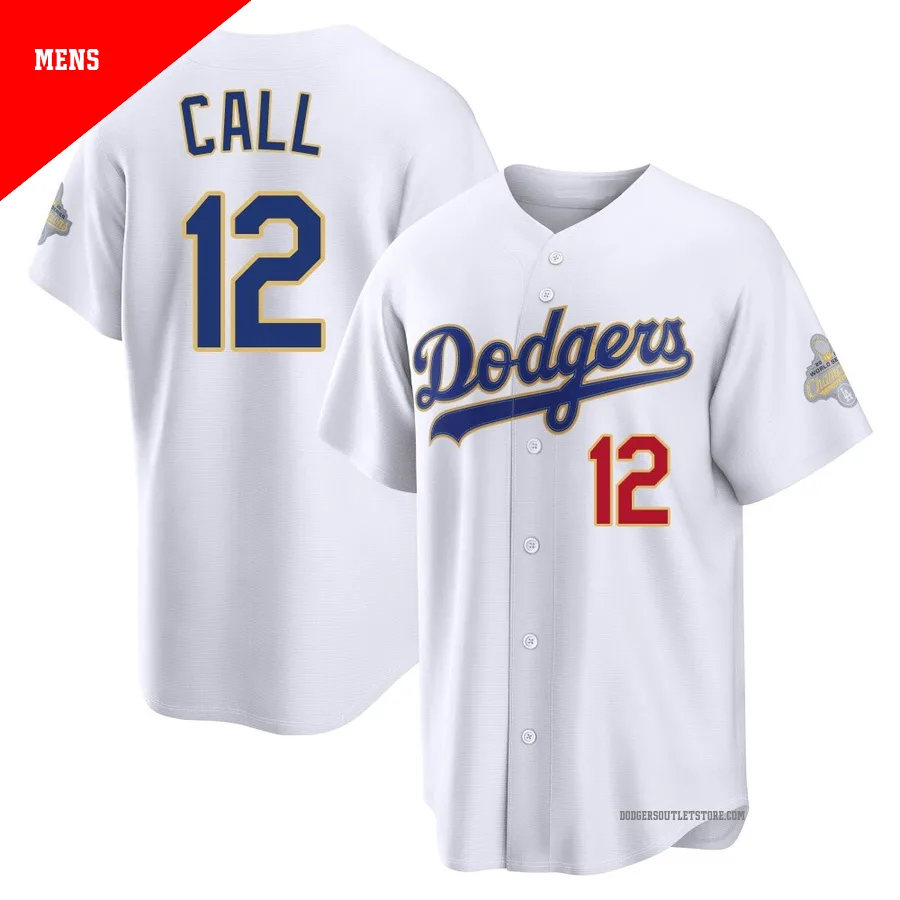 Los Angeles Dodgers ＃12 Alex Call Men's Gold Limited White 2026 Collection Stadium Jersey
