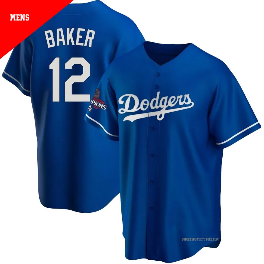 Los Angeles Dodgers ＃12 Dusty Baker Men's Royal Replica Alternate 2024 World Series Champions Jersey