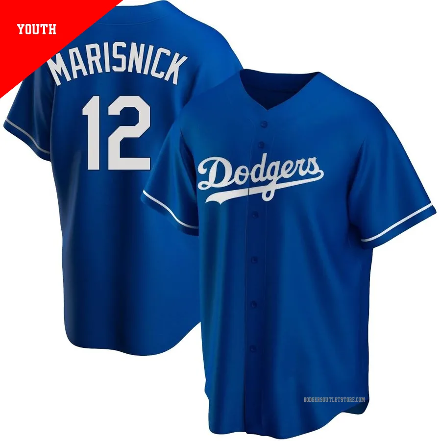 Los Angeles Dodgers ＃12 Jake Marisnick Youth Royal Replica Alternate Jersey