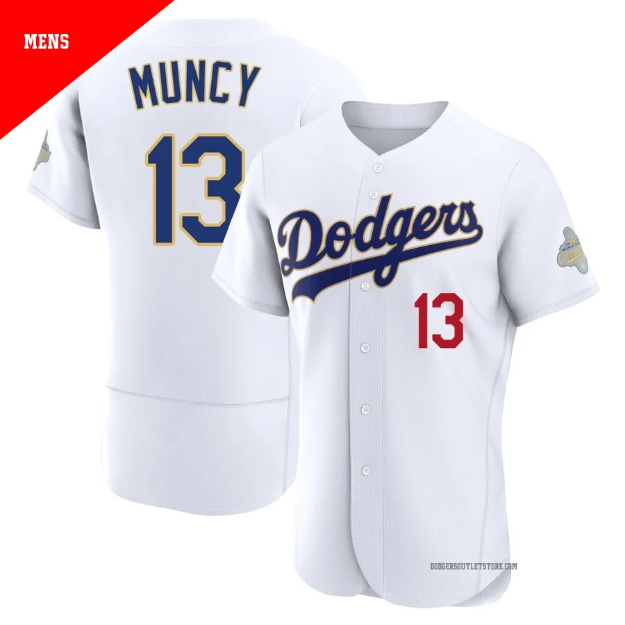 Los Angeles Dodgers ＃13 Max Muncy Men's Gold Authentic White 2026 Collection Jersey