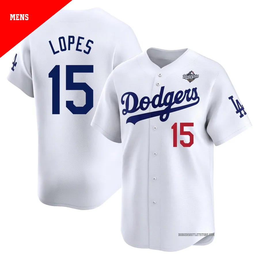 Los Angeles Dodgers ＃15 Davey Lopes Men's White Limited Home 2025 World Series Jersey