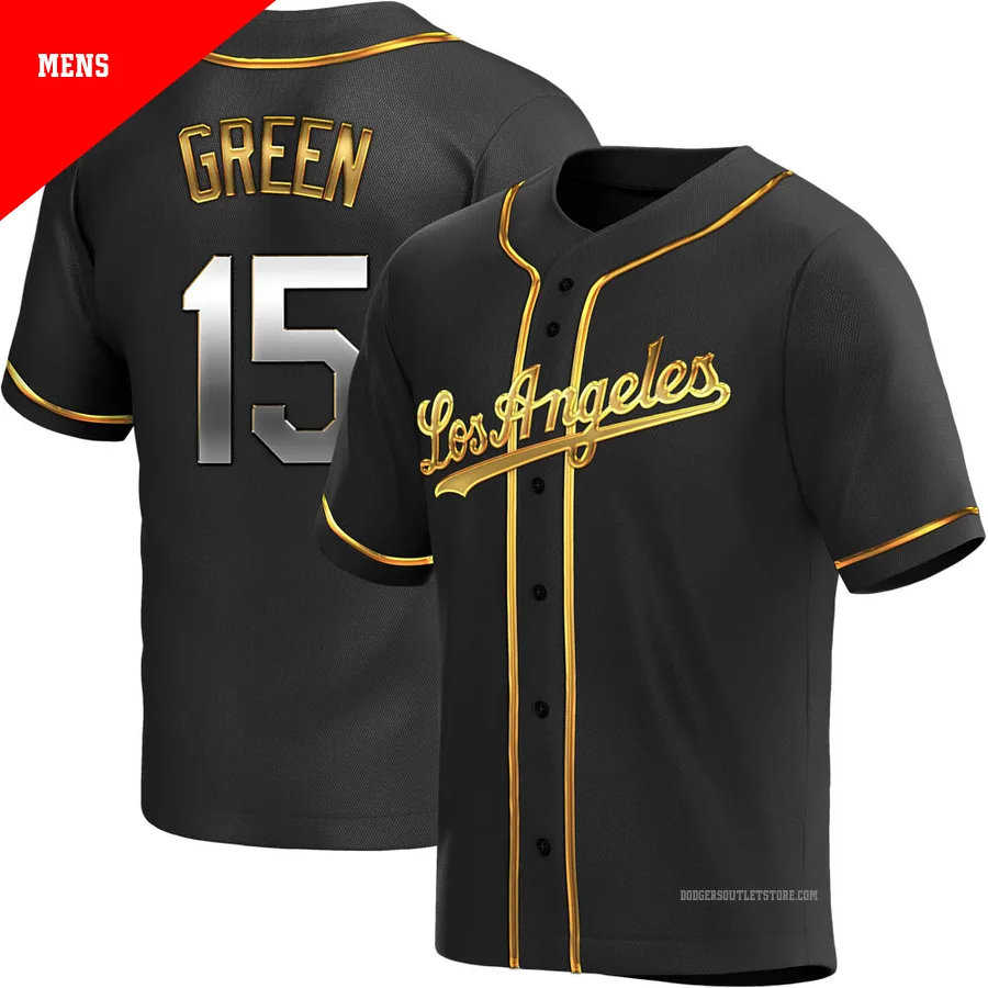 Los Angeles Dodgers ＃15 Shawn Green Men's Gold Replica Black en Alternate Jersey