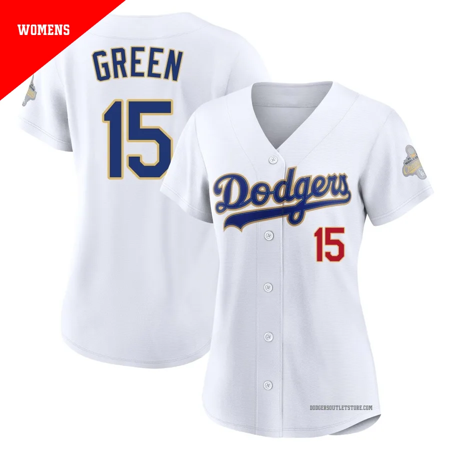 Los Angeles Dodgers ＃15 Shawn Green Women's Gold Limited White 2026 Collection Stadium Jersey