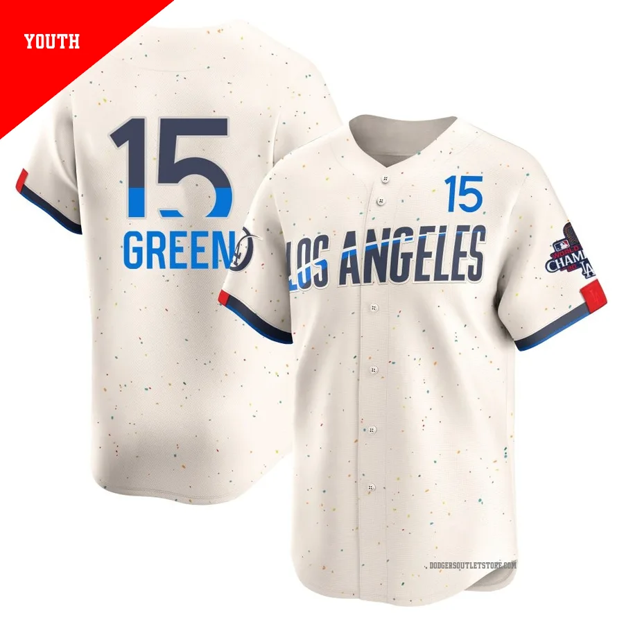 Los Angeles Dodgers ＃15 Shawn Green Youth Cream Limited 2024 City Connect World Series Champions Jersey