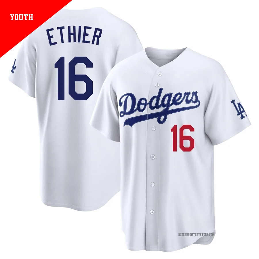 Los Angeles Dodgers ＃16 Andre Ethier Youth White Limited Home Stadium Jersey