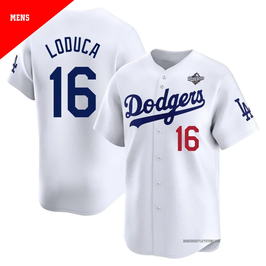 Los Angeles Dodgers ＃16 Paul Loduca Men's White Limited Home 2025 World Series Jersey