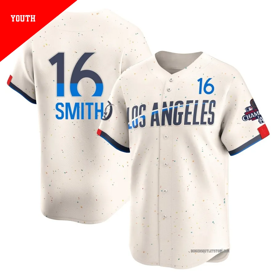 Los Angeles Dodgers ＃16 Will Smith Youth Cream Limited 2024 City Connect World Series Champions Jersey