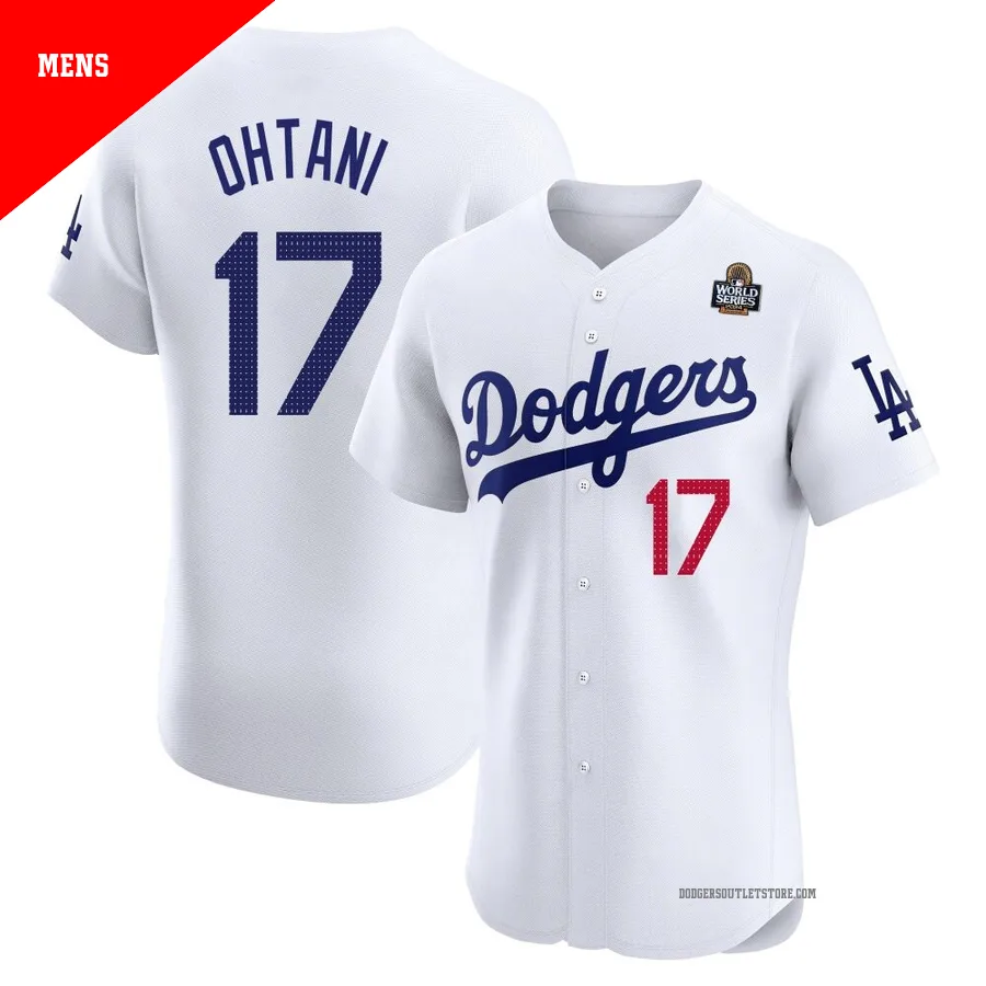 Los Angeles Dodgers ＃17 Shohei Ohtani Men's White Elite Home 2024 World Series Jersey