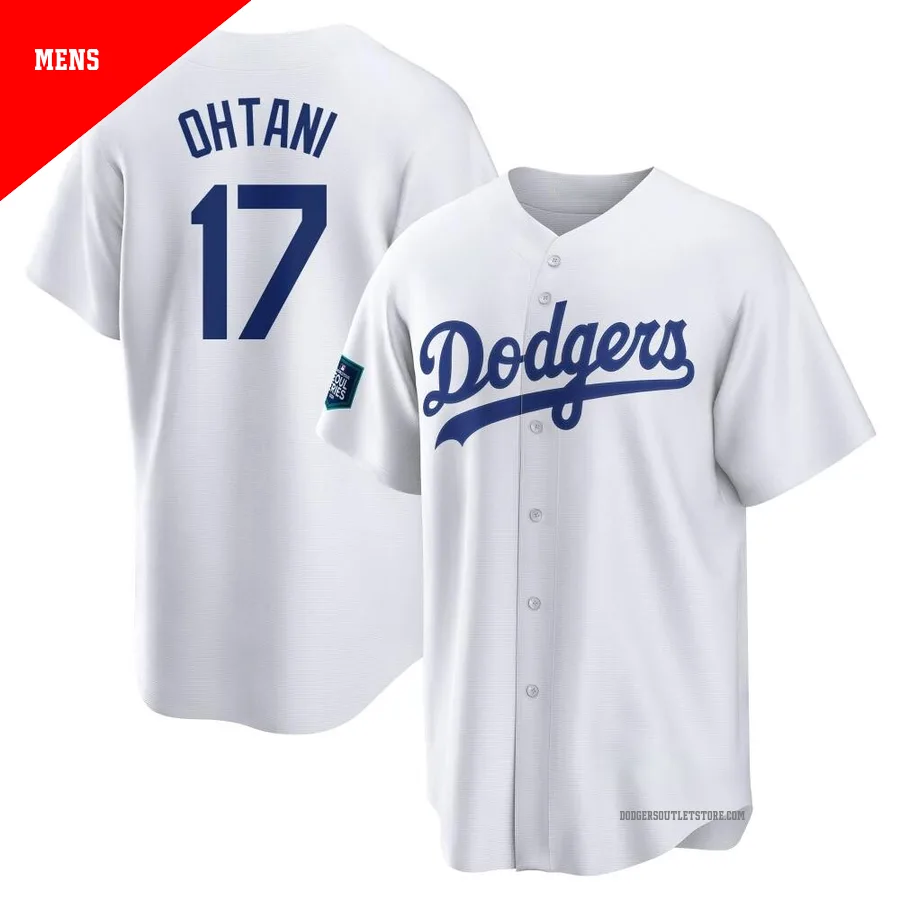 Los Angeles Dodgers ＃17 Shohei Ohtani Men's White Replica 2024 World Tour Seoul Series Home Jersey