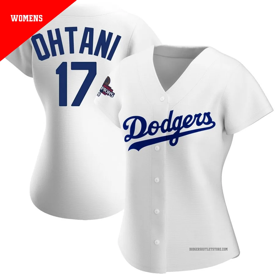 Los Angeles Dodgers ＃17 Shohei Ohtani Women's White Authentic Home 2024 World Series Champions Jersey