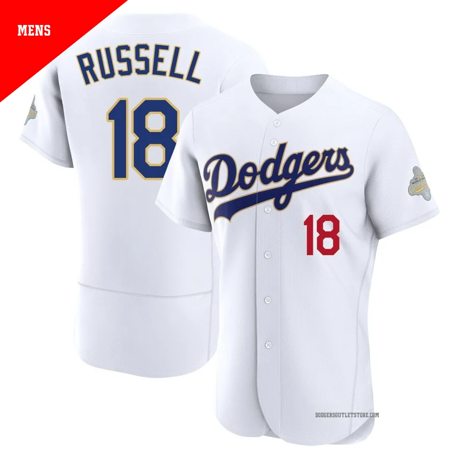 Los Angeles Dodgers ＃18 Bill Russell Men's Gold Authentic White 2026 Collection Jersey