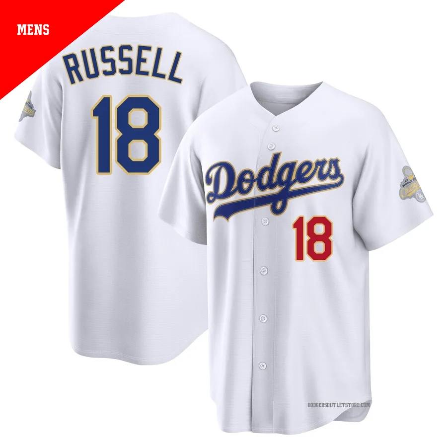 Los Angeles Dodgers ＃18 Bill Russell Men's Gold Limited White 2026 Collection Stadium Jersey