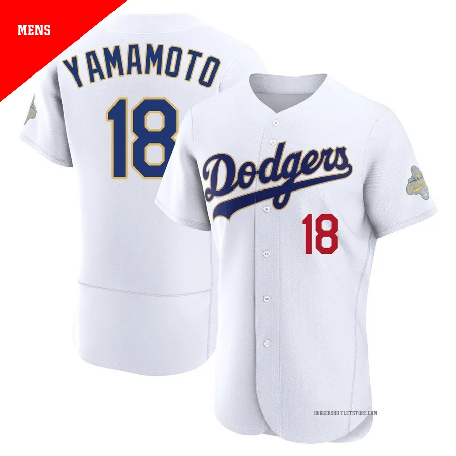 Los Angeles Dodgers ＃18 Yoshinobu Yamamoto Men's Gold Authentic White 2026 Collection Jersey