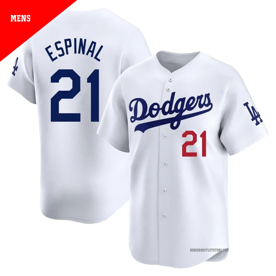 Los Angeles Dodgers ＃21 Santiago Espinal Men's White Limited Home Jersey