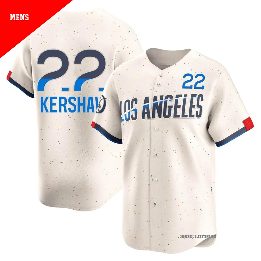 Los Angeles Dodgers ＃22 Clayton Kershaw Men's Cream Limited 2024 City Connect Jersey