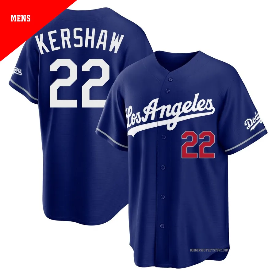 Los Angeles Dodgers ＃22 Clayton Kershaw Men's Royal Limited Alternate Stadium Jersey