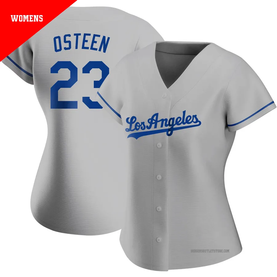 Los Angeles Dodgers ＃23 Claude Osteen Women's Gray Replica Road Jersey