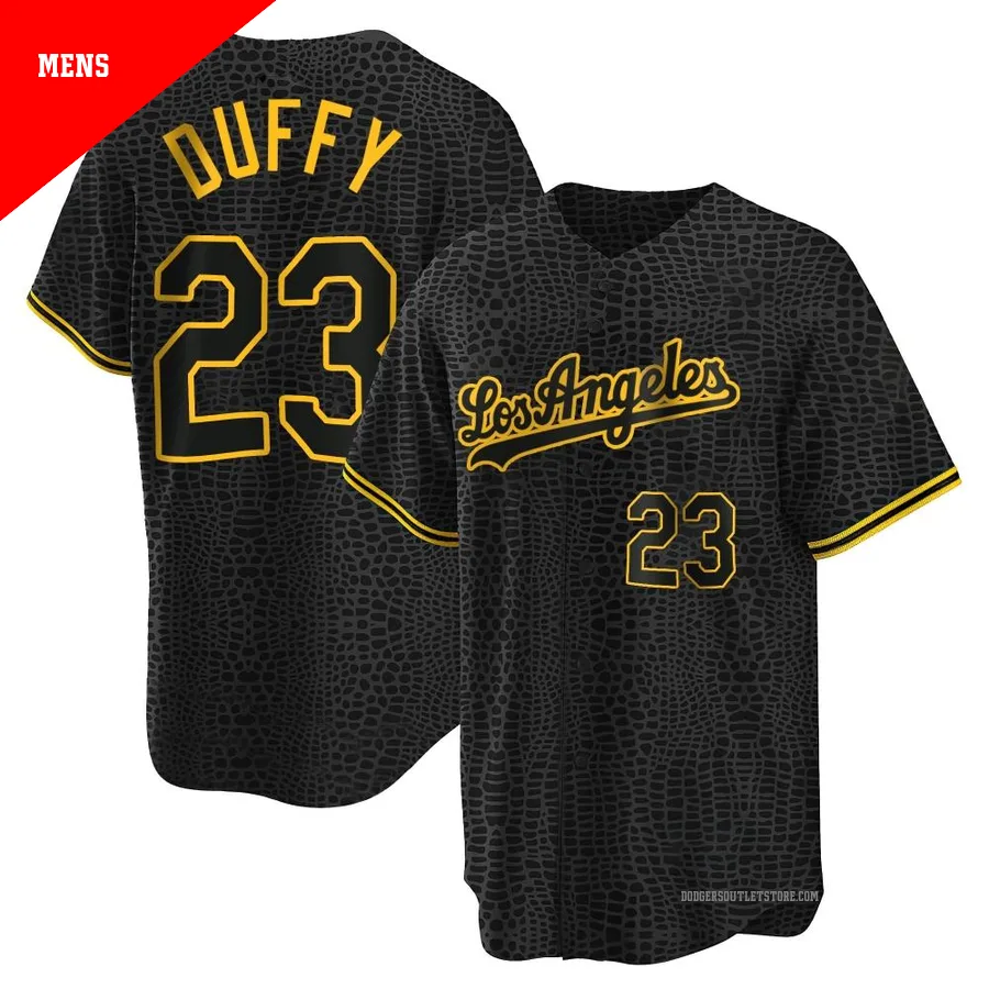 Los Angeles Dodgers ＃23 Danny Duffy Men's Black Replica Snake Skin City Jersey