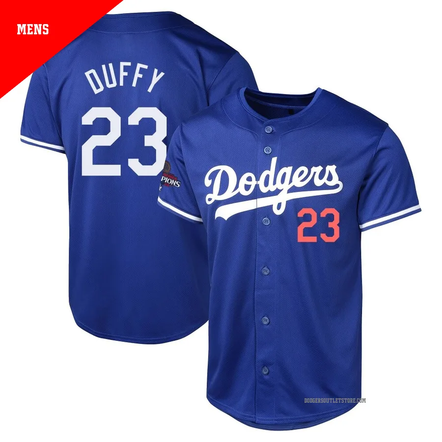 Los Angeles Dodgers ＃23 Danny Duffy Men's Royal Limited Alternate World Series Champions Jersey