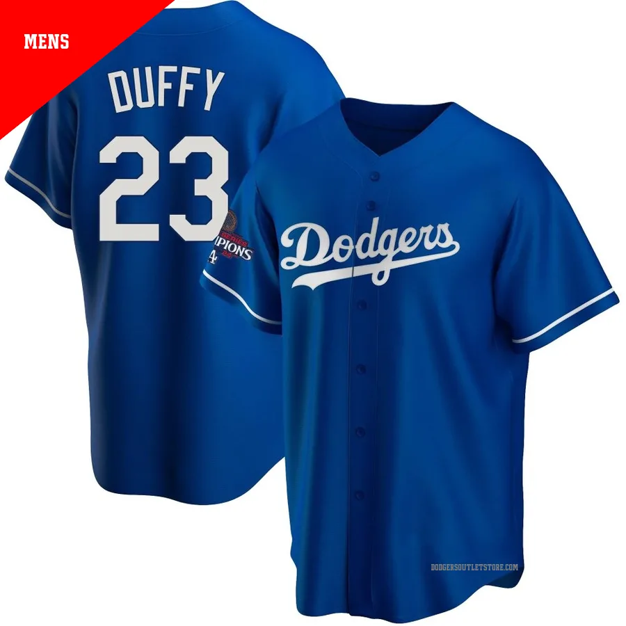 Los Angeles Dodgers ＃23 Danny Duffy Men's Royal Replica Alternate 2024 World Series Champions Jersey