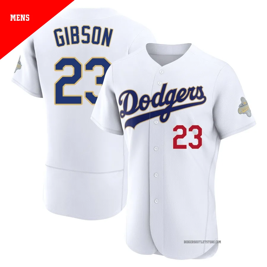 Los Angeles Dodgers ＃23 Kirk Gibson Men's Gold Authentic White 2026 Collection Jersey