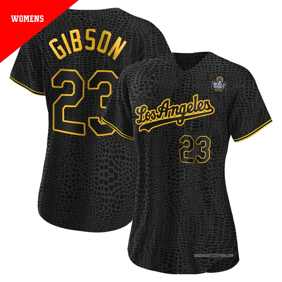 Los Angeles Dodgers ＃23 Kirk Gibson Women's Black Replica Snake Skin City 2024 World Series Jersey